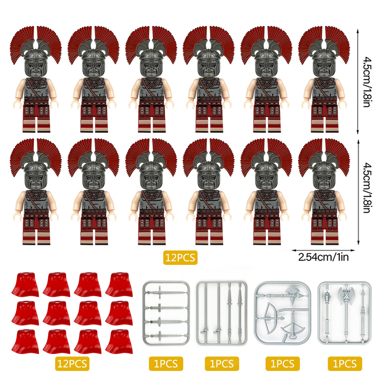 (Style J) Military Battle Building Brick Medieval Roman Legions Toy with Sword and Shield Equipment Assembly Collectible Series Mini Figure for Kids 