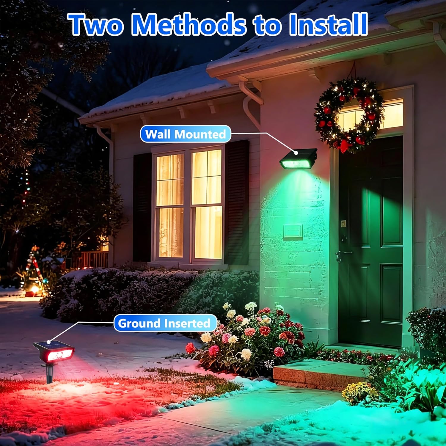 (White) Solar Lights Outdoor Garden 6500K Cool White Solar Spot Lights 4 Pack IP65 Waterproof 2 Brightness Modes Stake Lights Solar Powered for Yard Walkway Driveway 