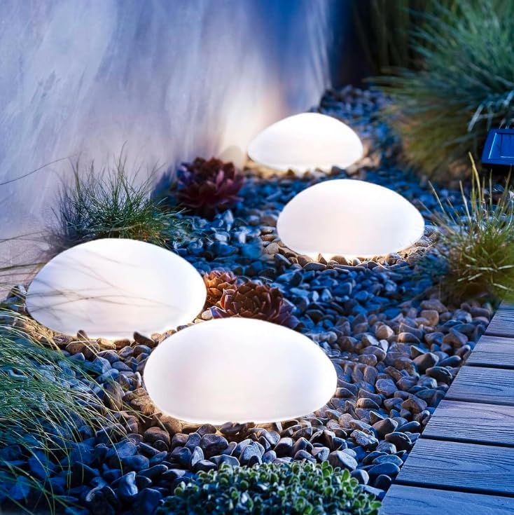 Solar Pebble Lights for Outdoor Use LED Garden Lighting Solar Pebble Rocks Lawn Lights Stone Decorative Landscape Lights Suitable for Courtyards Gardens Lawns