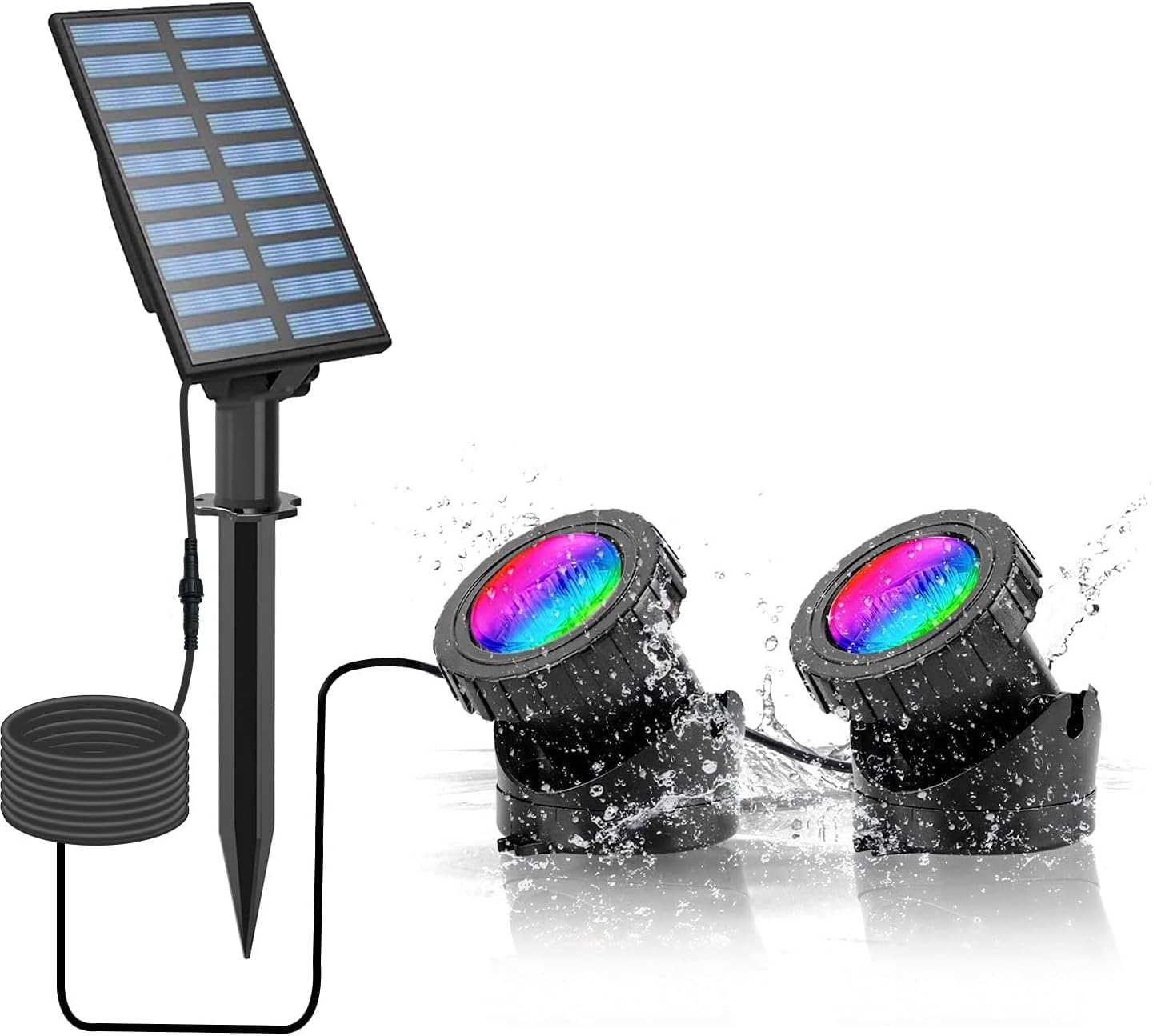 (3 pcs) Solar Powered Pond Lights Waterproof IP68 Submersible Lights with LED Color Changing Spot Light Garden Pool Fountain Waterfall 
