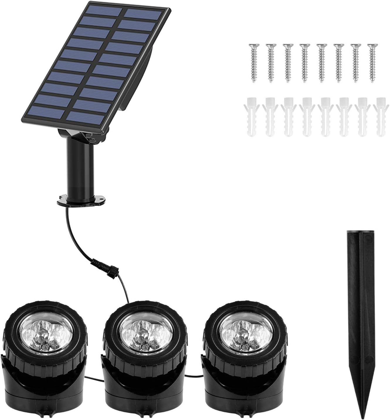 (3 pcs) Solar Powered Pond Lights Waterproof IP68 Submersible Lights with LED Color Changing Spot Light Garden Pool Fountain Waterfall 