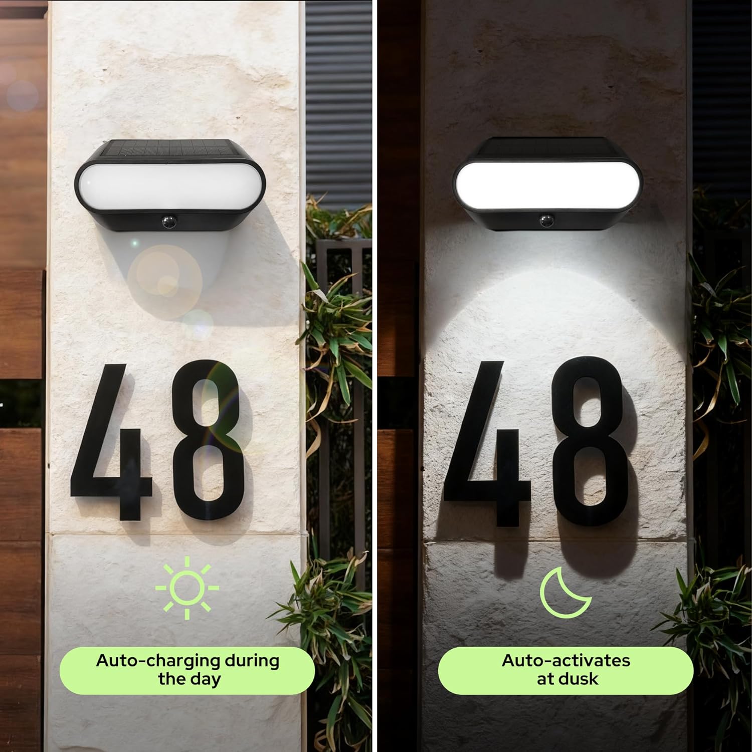 Solar Lights Outdoor with Motion Sensor Replaceable 2000 mAh Battery Solar Pir Lights Dusk Till Dawn Waterproof Solar Wall Light for Front Door Porch Garage