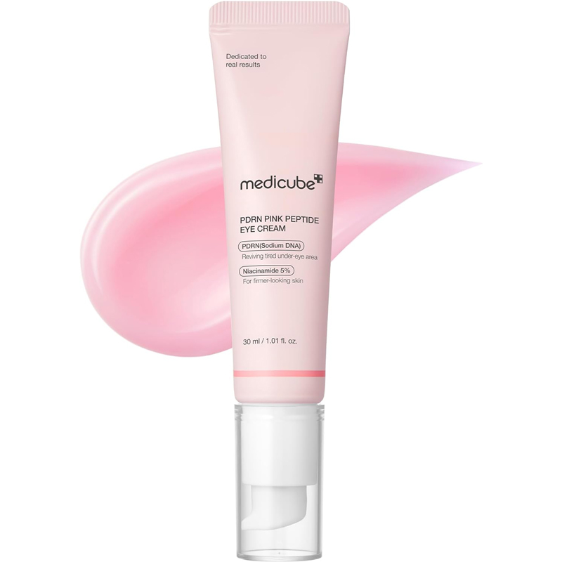 medicube Salmon DNA PDRN Pink Peptide Eye Serum with Niacinamide and 99 Percent Purity Retinol for Fine Lines Uneven Skin Color Korean Skincare 30ml