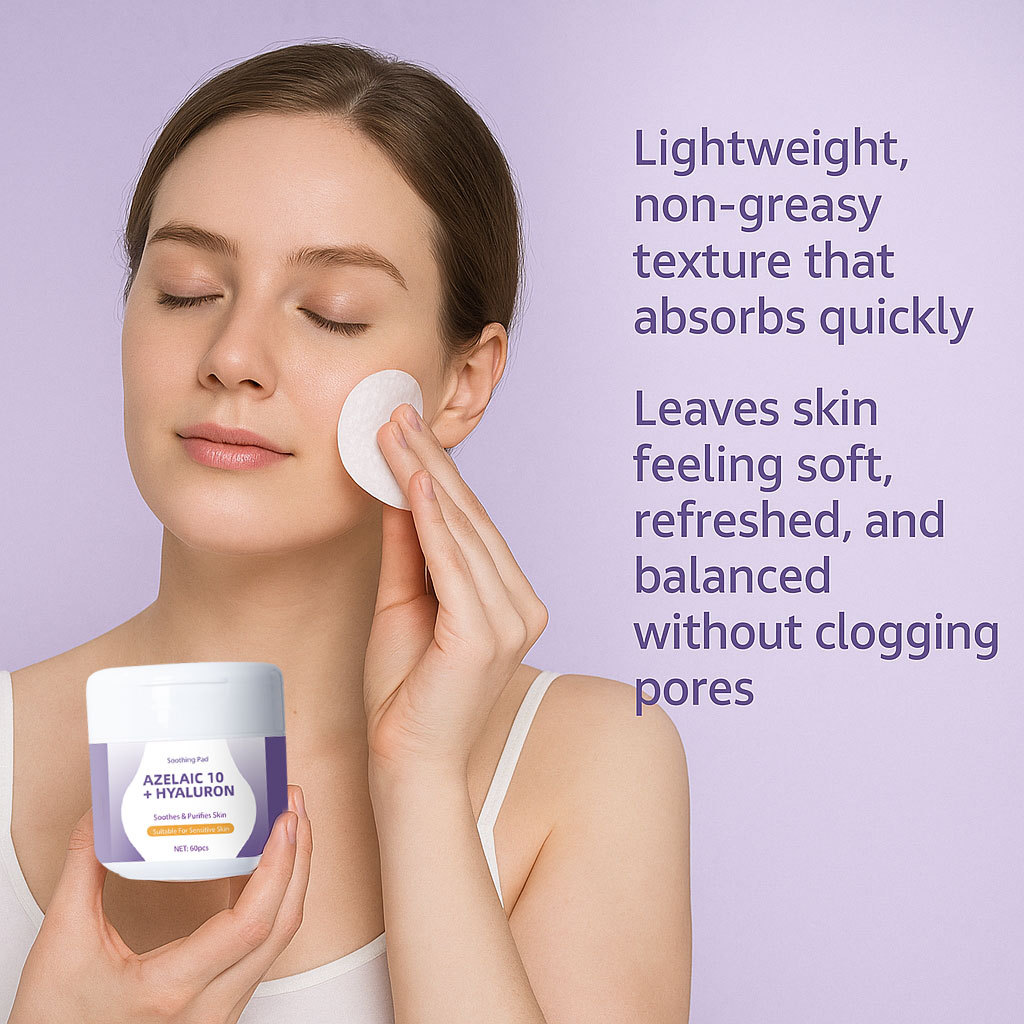 Azelaic Acid 10 And Hyaluronic Acid Toner Pads For Pore Care Soothing And Hydrating Acne Prone Sensitive Skin Daily Face Toning 60 Pads