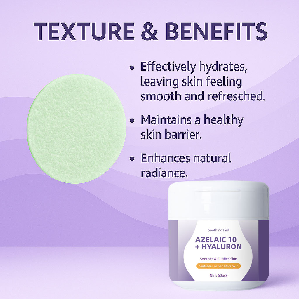 Azelaic Acid 10 And Hyaluronic Acid Toner Pads For Pore Care Soothing And Hydrating Acne Prone Sensitive Skin Daily Face Toning 60 Pads