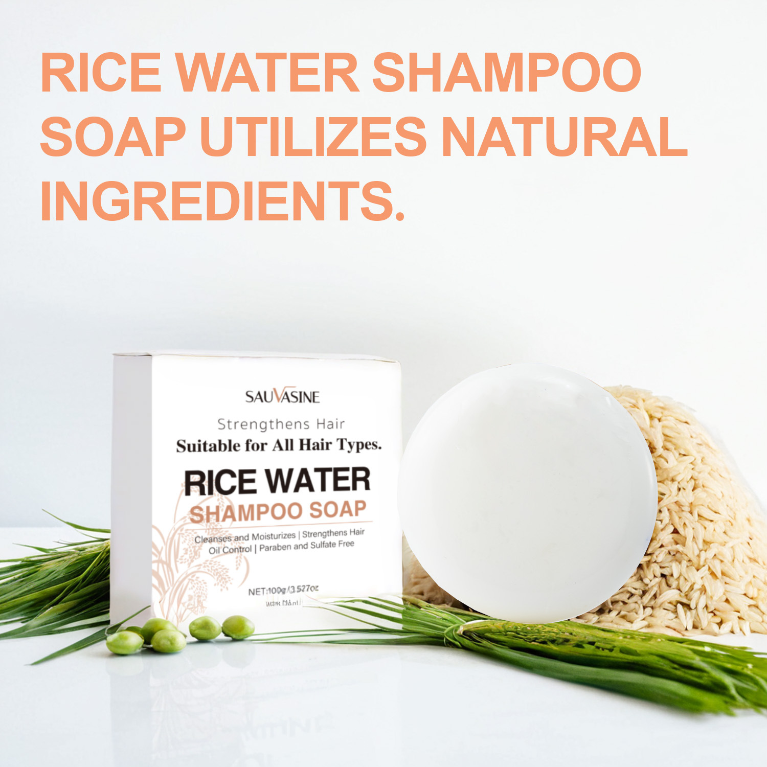 Rice Water Conditioner Bar Nourishing Smoothing For Dry Damaged Hair Daily Scalp And Strand Care 100g