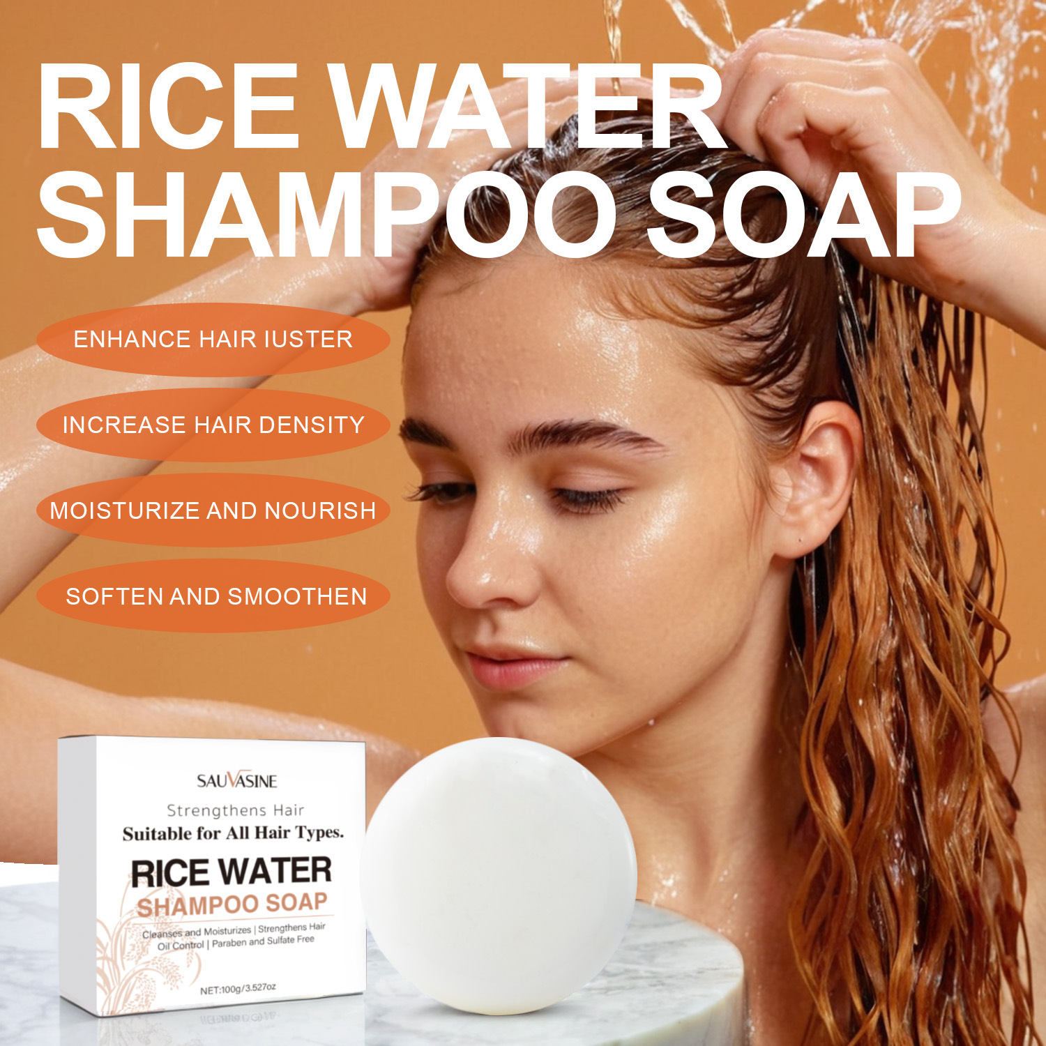 Rice Water Conditioner Bar Nourishing Smoothing For Dry Damaged Hair Daily Scalp And Strand Care 100g