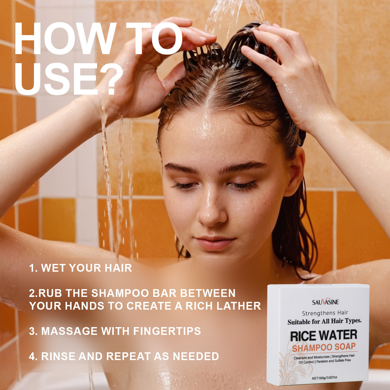 Rice Water Conditioner Bar Nourishing Smoothing For Dry Damaged Hair Daily Scalp And Strand Care 100g
