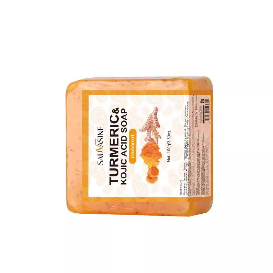 Turmeric Coconut Shell Granule Soap Gentle Exfoliating Purifying For Face And Body Daily Cleansing Bar 100g