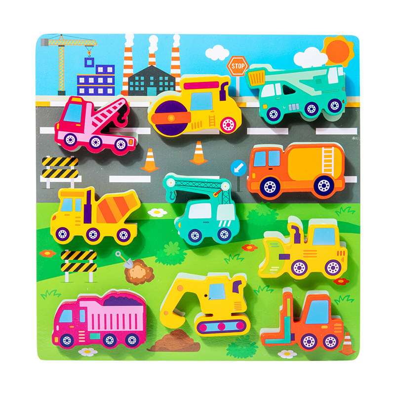 (farm) Children's 3D Puzzle Animal Transportation Sea Animal Fruits Early Education Fun DIY Paste Puzzle Toys for Kids Gifts