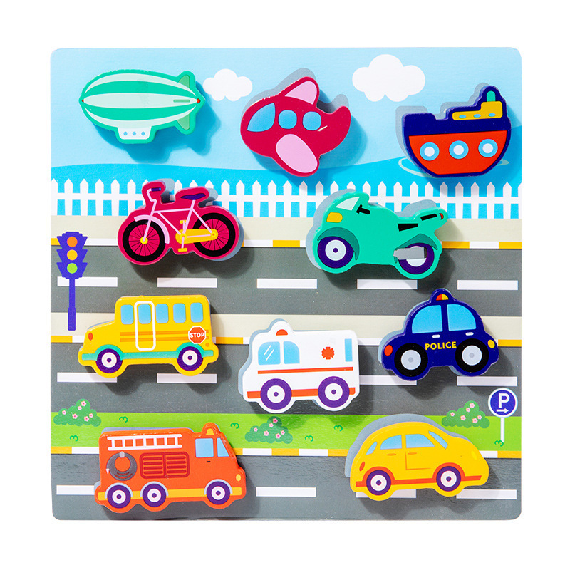 (farm) Children's 3D Puzzle Animal Transportation Sea Animal Fruits Early Education Fun DIY Paste Puzzle Toys for Kids Gifts