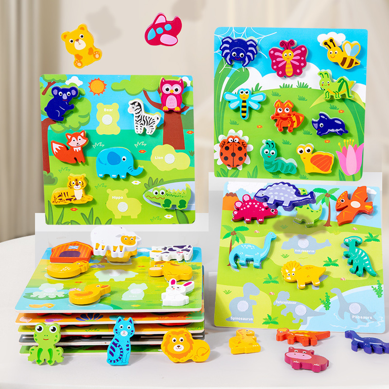 (farm) Children's 3D Puzzle Animal Transportation Sea Animal Fruits Early Education Fun DIY Paste Puzzle Toys for Kids Gifts