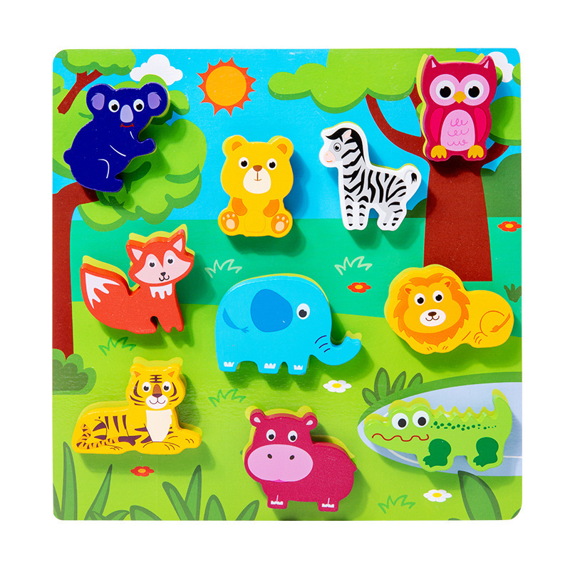 (farm) Children's 3D Puzzle Animal Transportation Sea Animal Fruits Early Education Fun DIY Paste Puzzle Toys for Kids Gifts