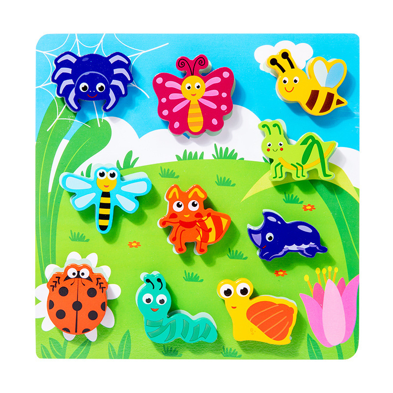 (farm) Children's 3D Puzzle Animal Transportation Sea Animal Fruits Early Education Fun DIY Paste Puzzle Toys for Kids Gifts