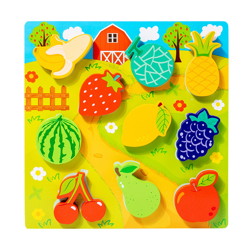 (farm) Children's 3D Puzzle Animal Transportation Sea Animal Fruits Early Education Fun DIY Paste Puzzle Toys for Kids Gifts