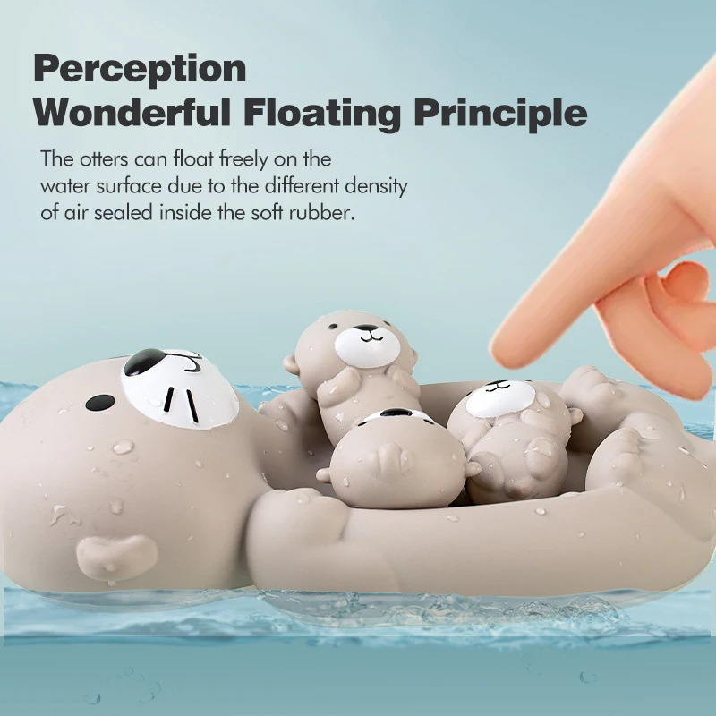 Otter Bath Toy Set Playset Tub Toy 1 Mother Otter and 3 Baby Otters Water Toy Bathtub Otter Toy Family Floating Toy for Babies