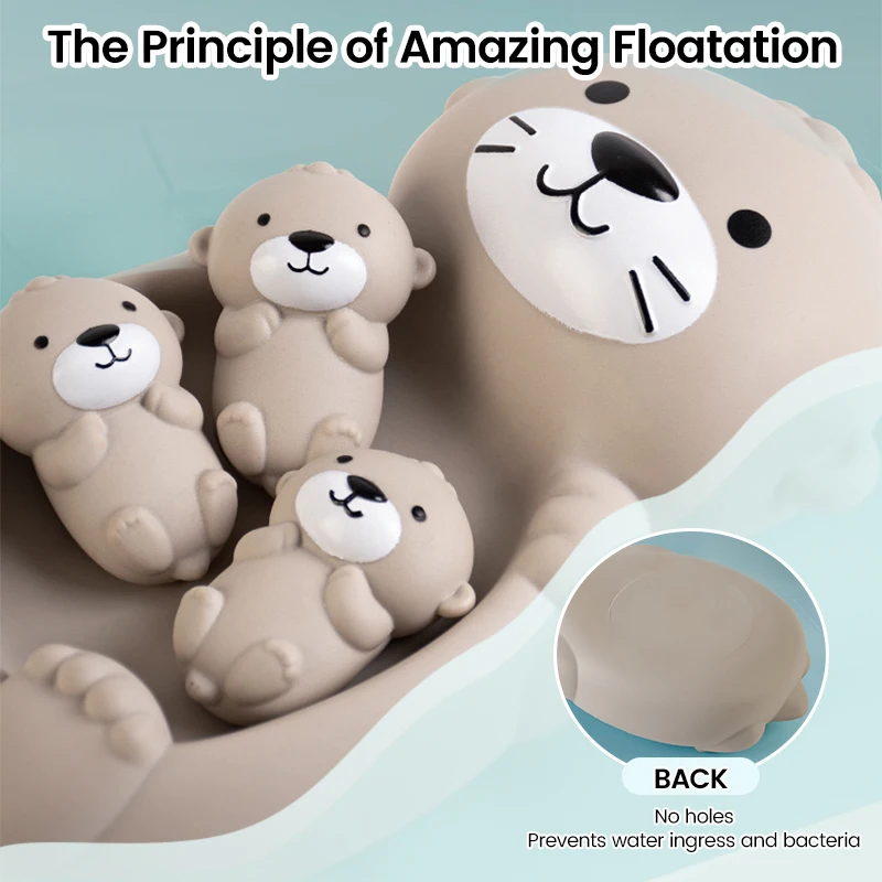Otter Bath Toy Set Playset Tub Toy 1 Mother Otter and 3 Baby Otters Water Toy Bathtub Otter Toy Family Floating Toy for Babies