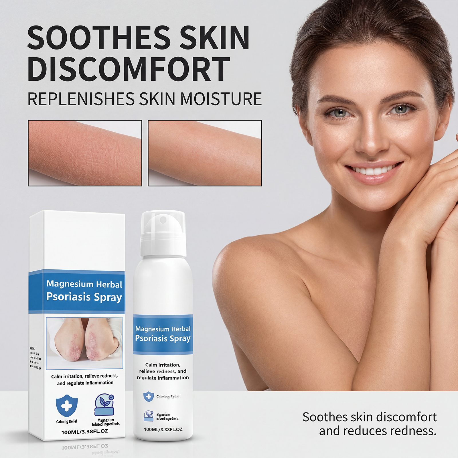 Magnesium Skin Care Spray Mild Ingredients Hydrate Skin Soft Refreshing Non Sticky Daily Use Treatment Lotion