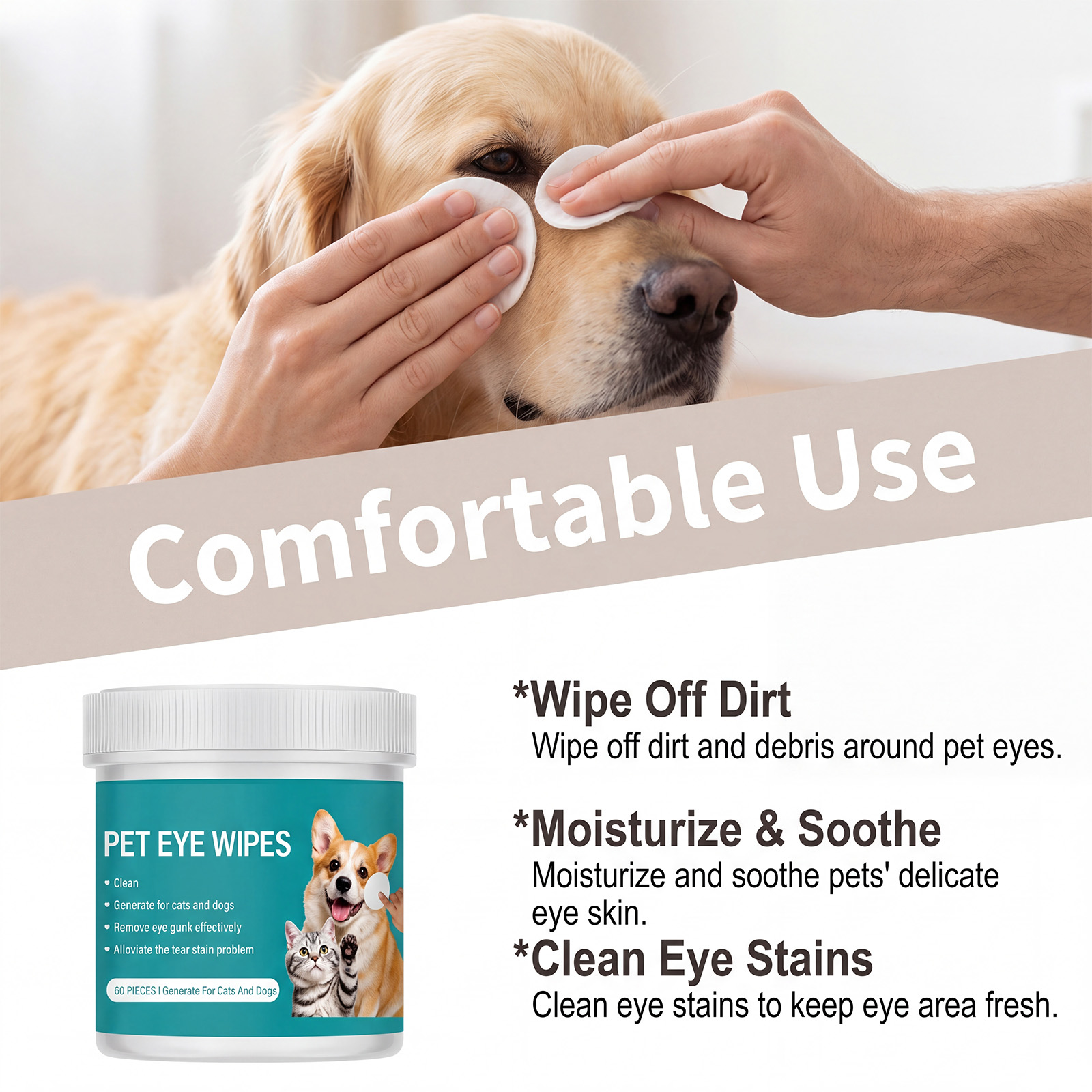 Pet Eye Wipes Soft Skin Friendly Clean Eye Care Daily Mild For Multiple Pets Use