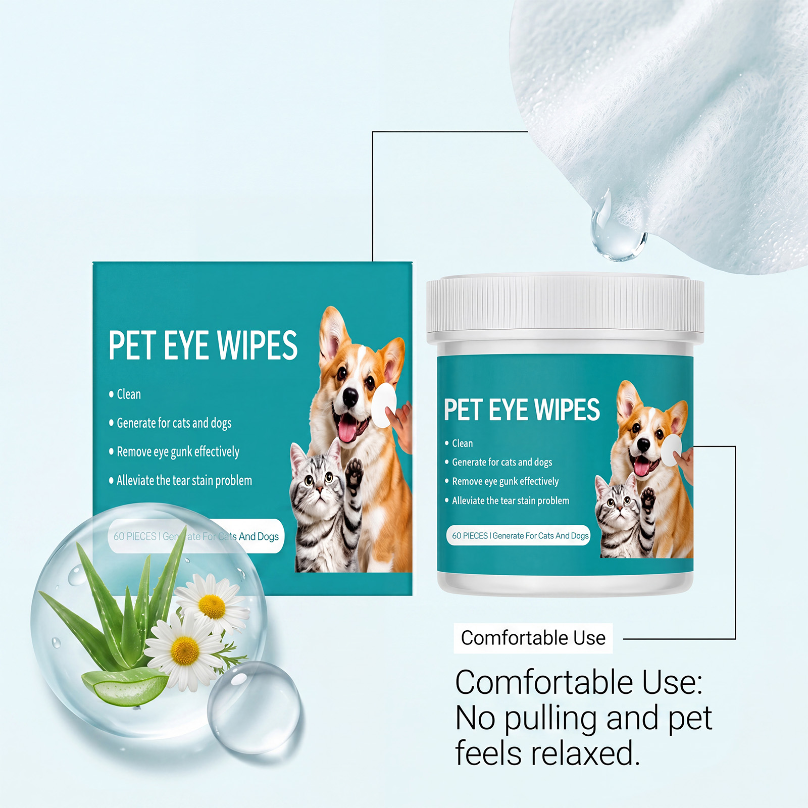 Pet Eye Wipes Soft Skin Friendly Clean Eye Care Daily Mild For Multiple Pets Use
