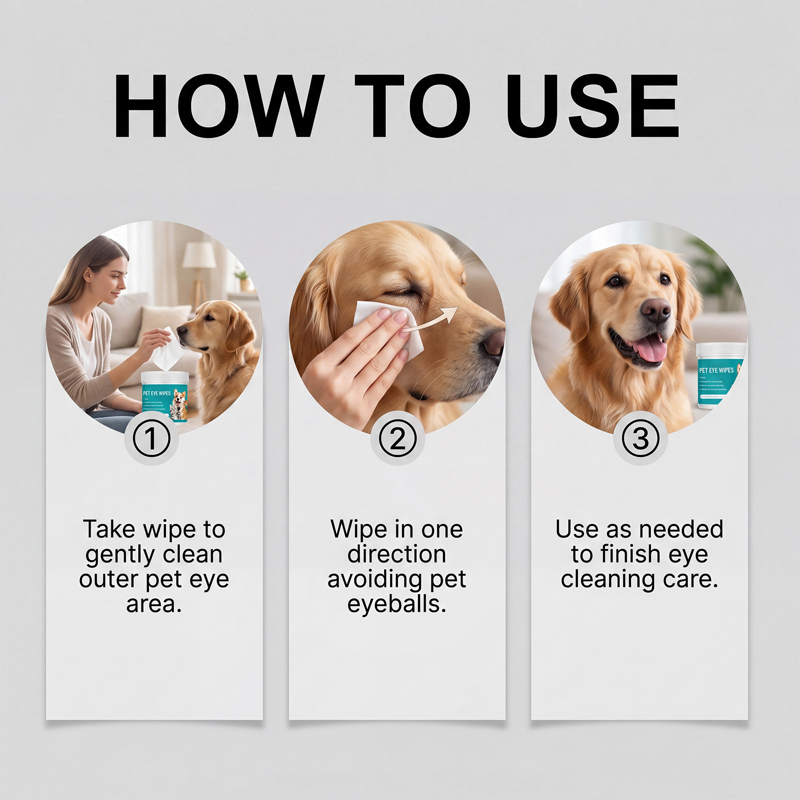 Pet Eye Wipes Soft Skin Friendly Clean Eye Care Daily Mild For Multiple Pets Use