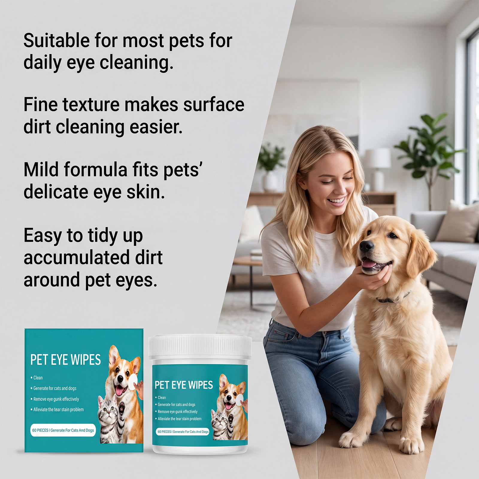Pet Eye Wipes Soft Skin Friendly Clean Eye Care Daily Mild For Multiple Pets Use