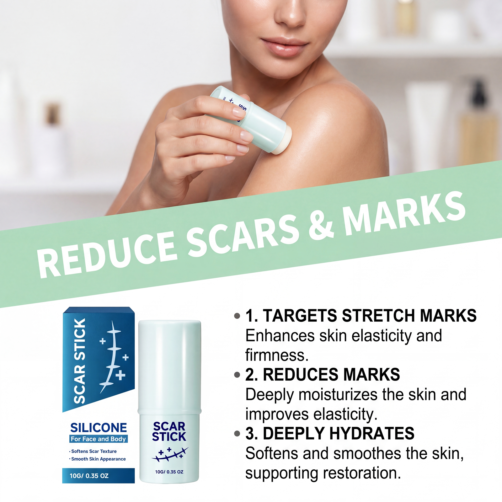 Scar Soothing Stick Hydrating Moisturizing Mild Fast Absorbing Elastic Smooth Skin Body Care Lotion For Daily Skin Maintenance