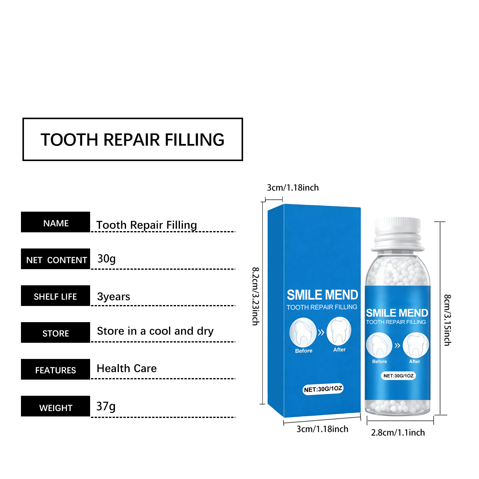 Solid Dental Gum Plastic Adjustable Comfortable Fit Natural Look Beautiful Modification Oral Temporary False Teeth Decoration
