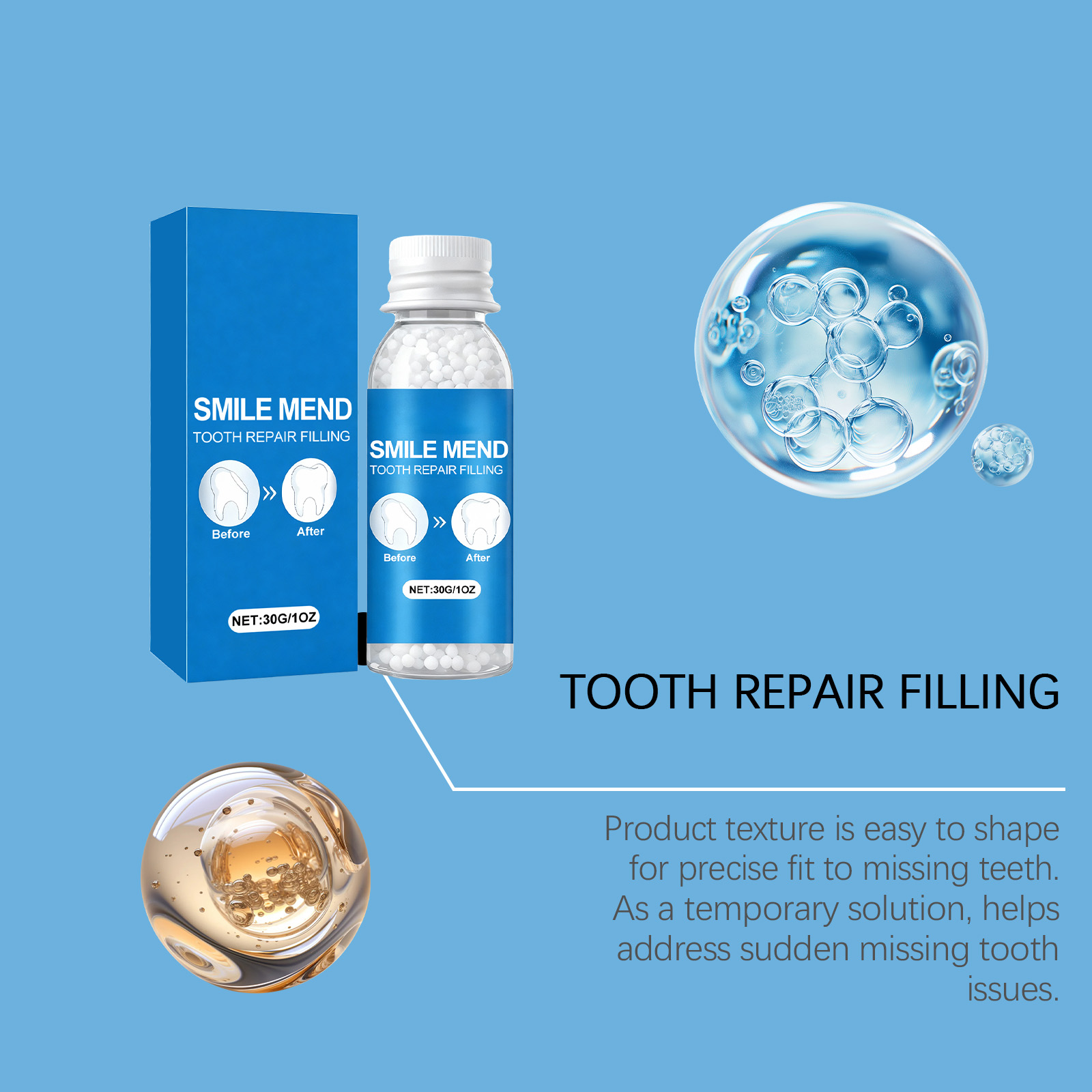 Solid Dental Gum Plastic Adjustable Comfortable Fit Natural Look Beautiful Modification Oral Temporary False Teeth Decoration