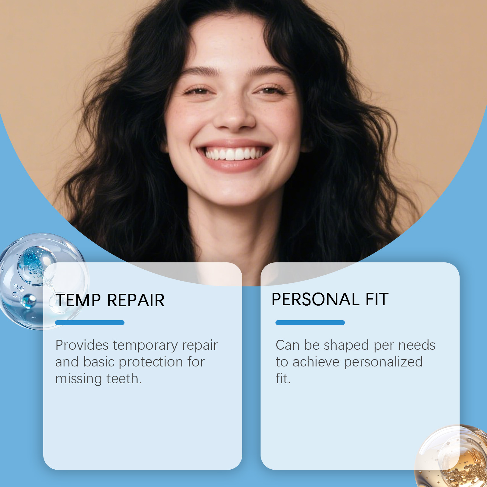 Solid Dental Gum Plastic Adjustable Comfortable Fit Natural Look Beautiful Modification Oral Temporary False Teeth Decoration