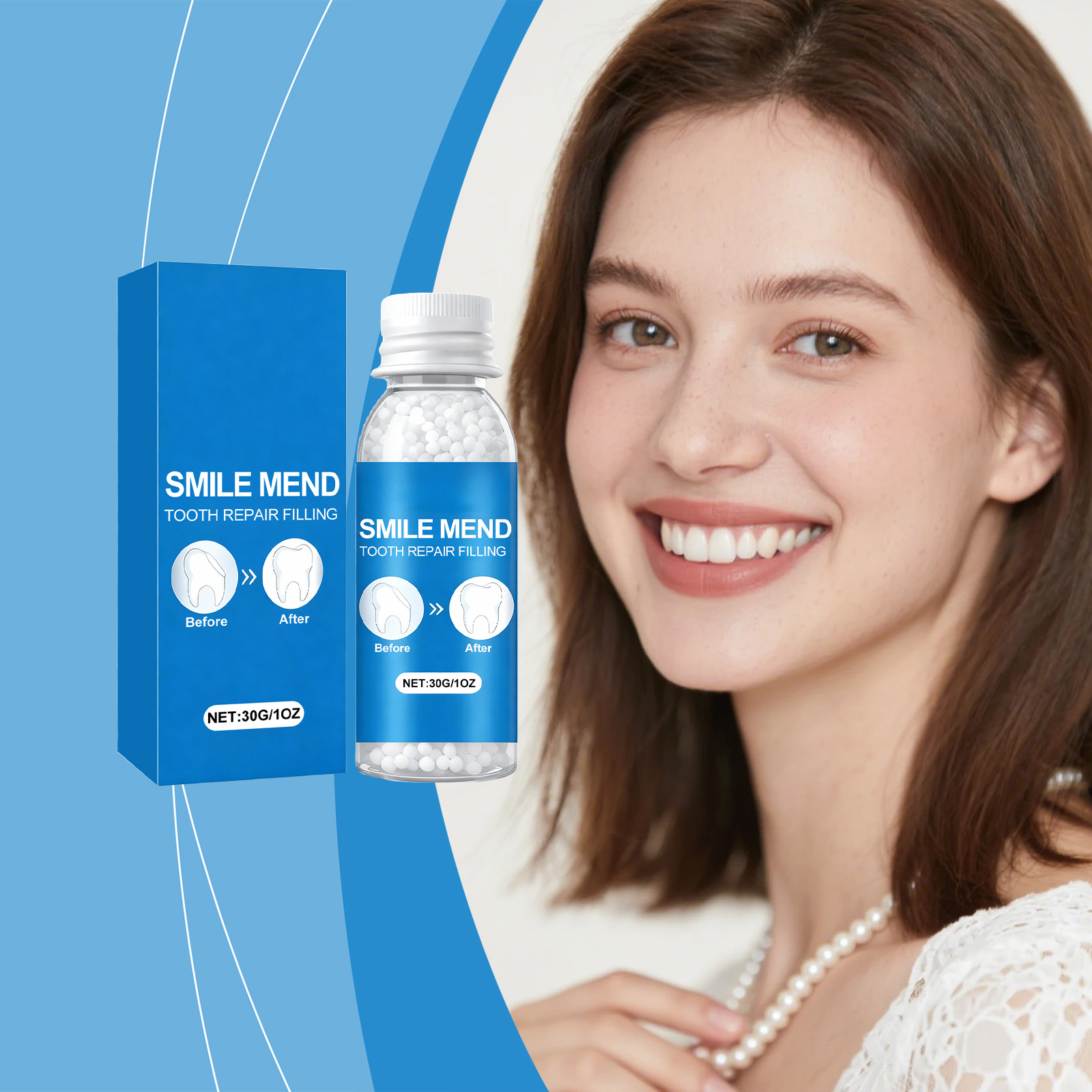 Solid Dental Gum Plastic Adjustable Comfortable Fit Natural Look Beautiful Modification Oral Temporary False Teeth Decoration
