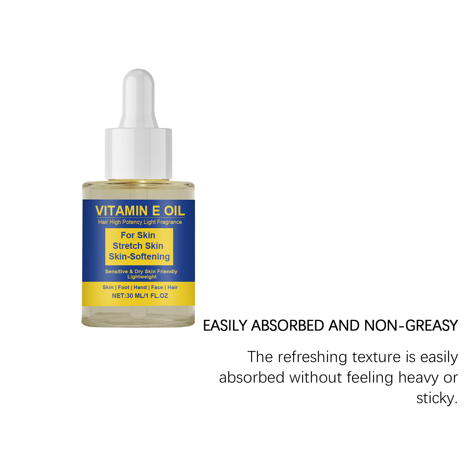 Vitamin E Oil Mild Hydrating Refreshing Moisturizing Daily Gentle Nourishing Face Hand Foot Skin Hair Care Liquid