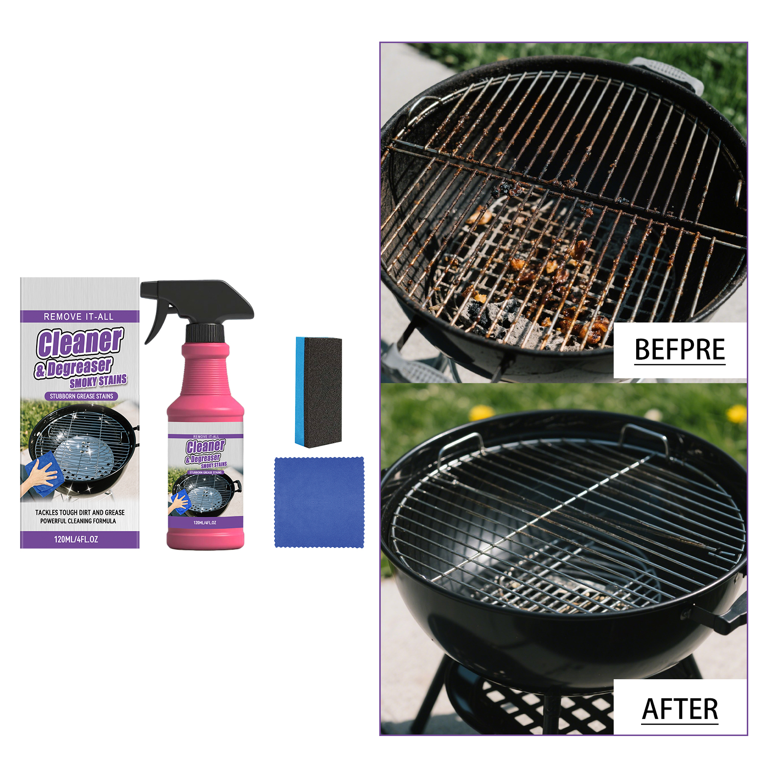 Grill Rack Cleaner Easy Operation Portable Simple Usage Clean Grease Stains On Grill Grate Surface