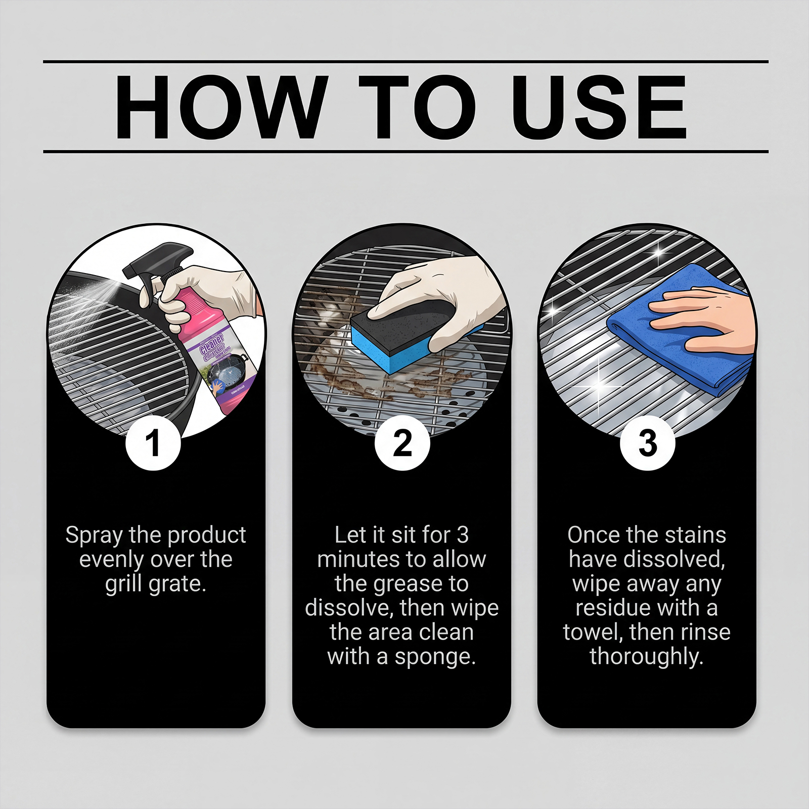 Grill Rack Cleaner Easy Operation Portable Simple Usage Clean Grease Stains On Grill Grate Surface