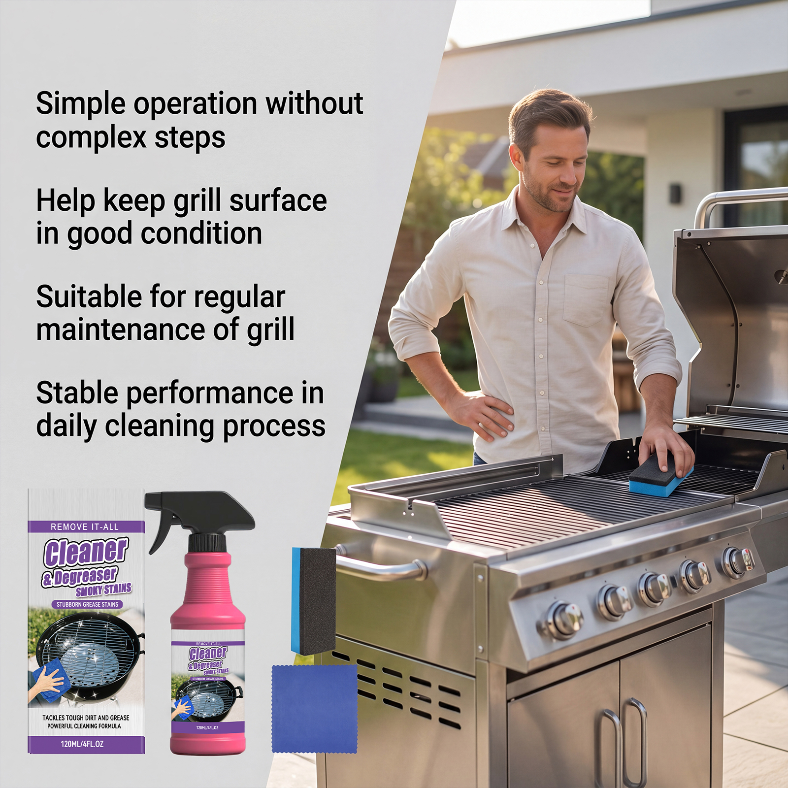 Grill Rack Cleaner Easy Operation Portable Simple Usage Clean Grease Stains On Grill Grate Surface