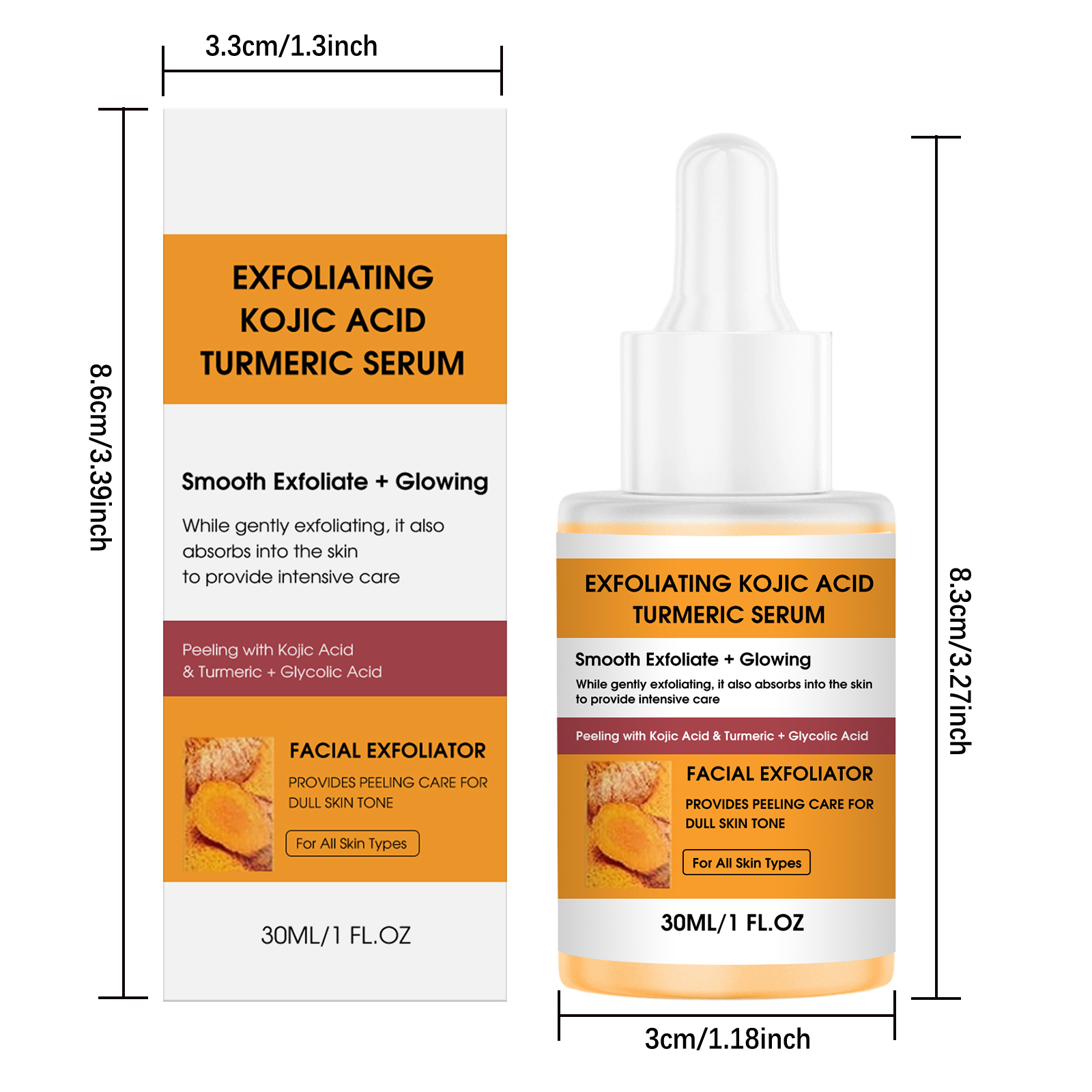 Kojic Acid Turmeric Exfoliating Serum Natural Radiance Hydrating Cleansing Moisturizing Care Facial Skin