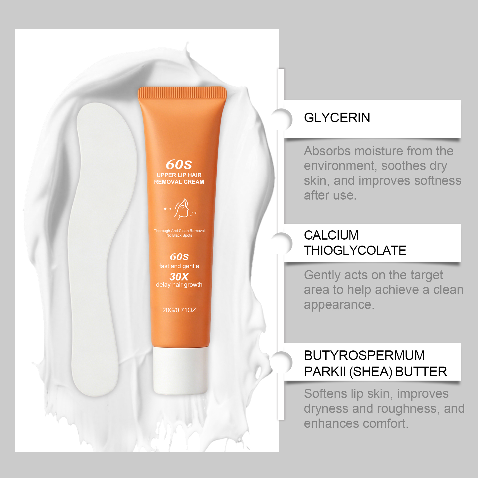 Facial Hair Removal Cream Mild Formula Clean Refreshing Non Sticky Care Smooth Skin Face Fuzz