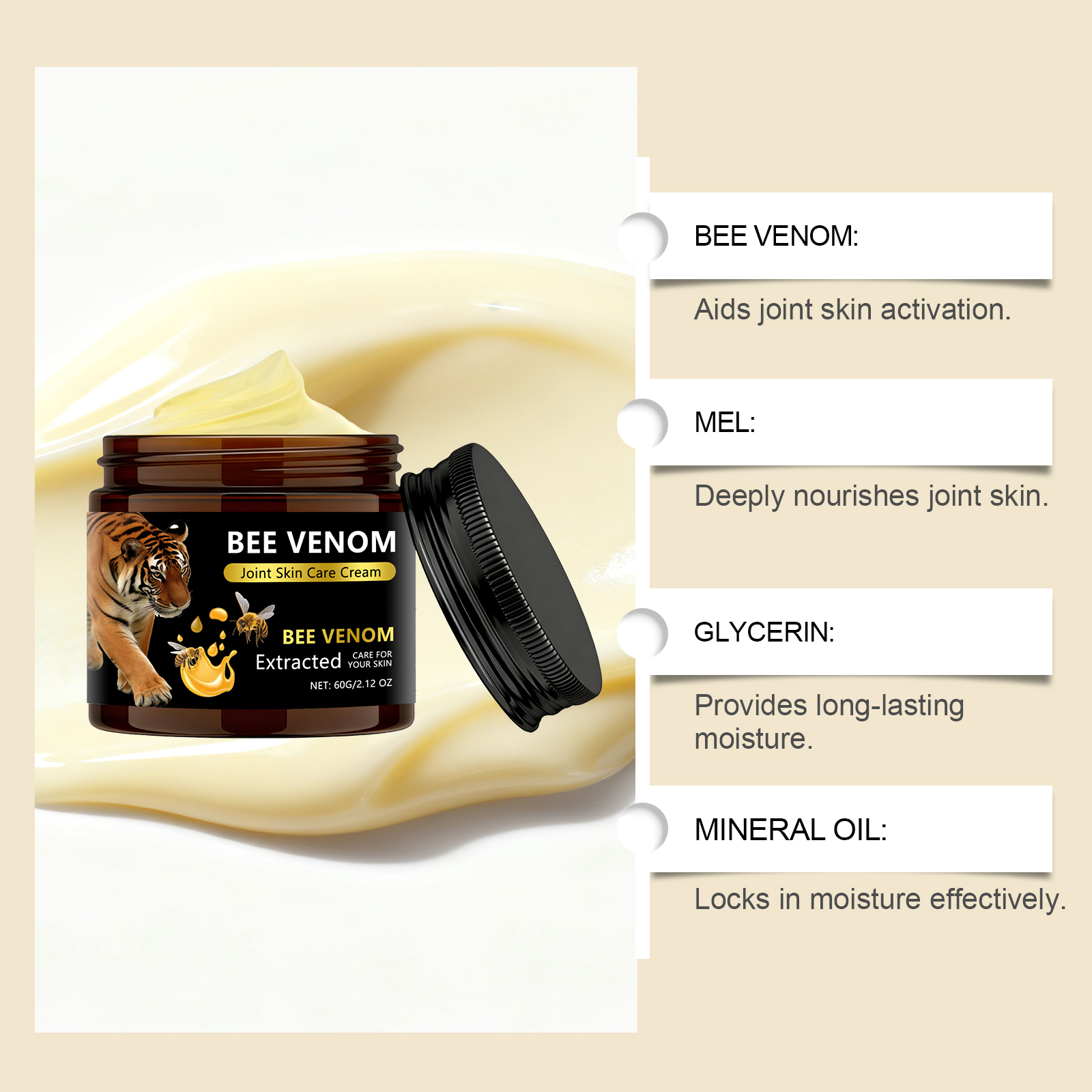 Bee Venom Joint Care Cream Mild Nourish Body Joint External Comfort Smear Daily Care Lotion
