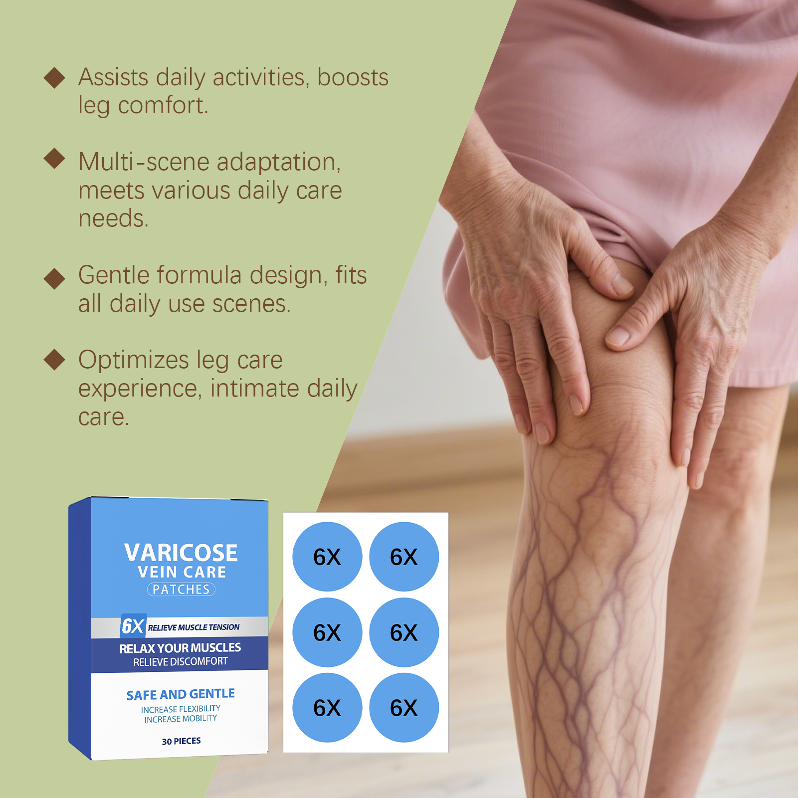 Leg Care Patch Gentle Nourish Massage Leg Skin Comfort Light Breathable Daily Leg Care
