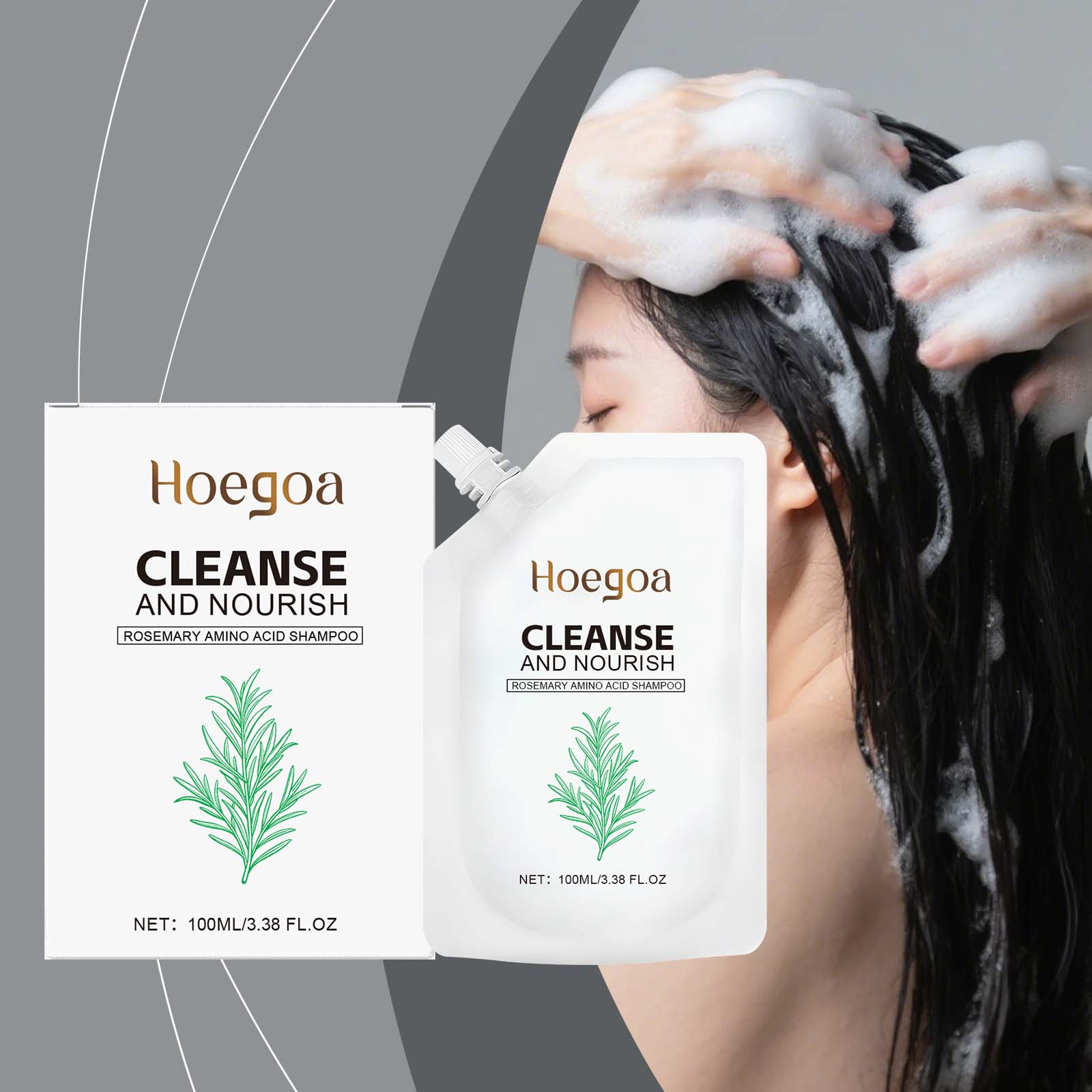 Rosemary Shampoo Refreshing Mild Cleansing Soft Shiny Hair Rich Foam Daily Care For All Hair Types