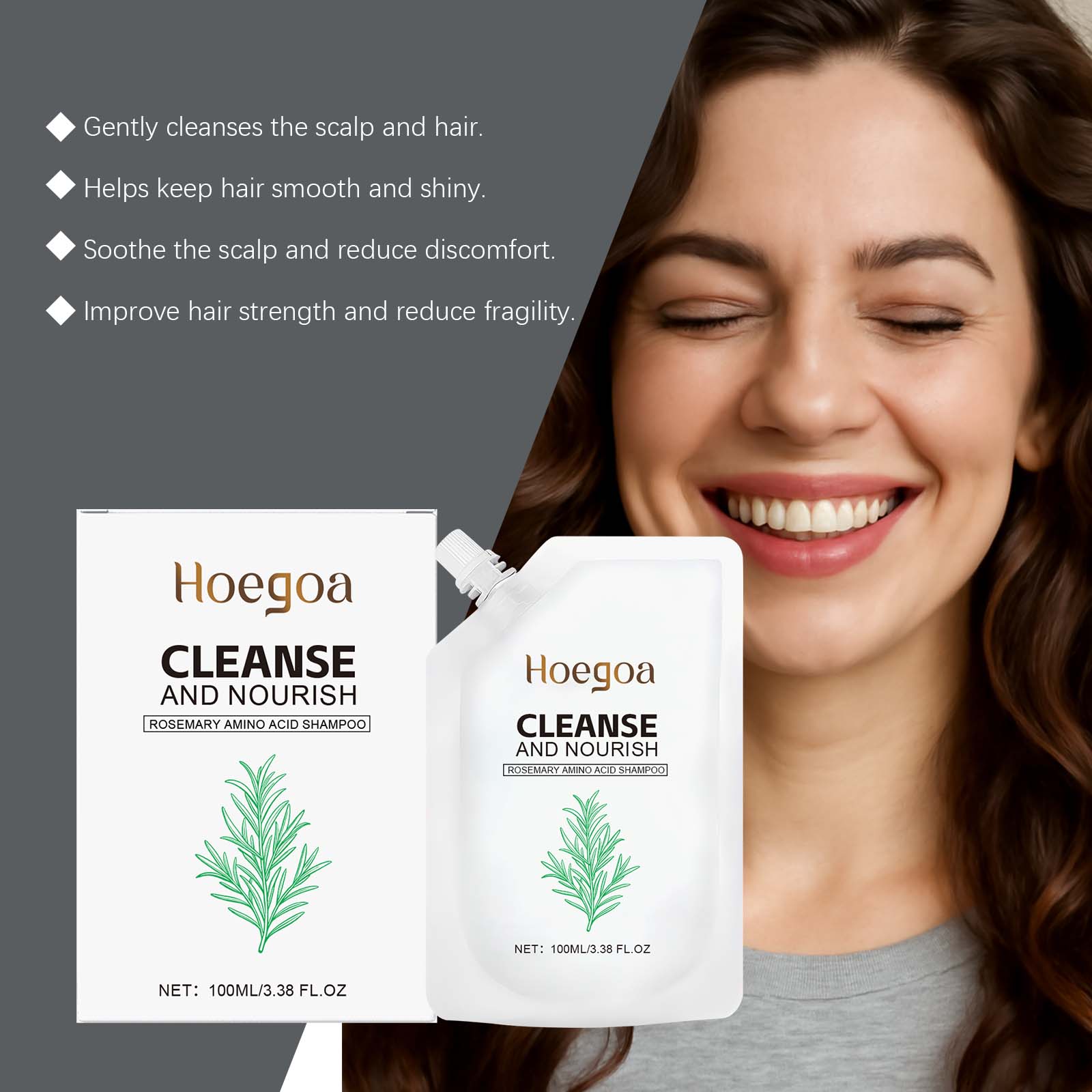 Rosemary Shampoo Refreshing Mild Cleansing Soft Shiny Hair Rich Foam Daily Care For All Hair Types