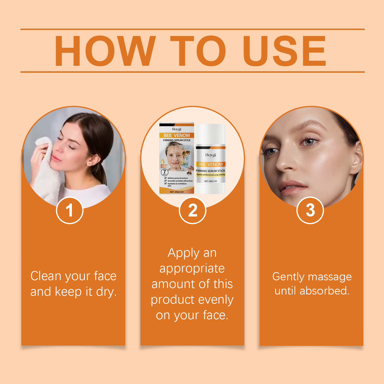 Bee Venom Firming Essence Stick Nourish Boost Skin Elasticity Moisturize Facial Tightening Skin Care Essence