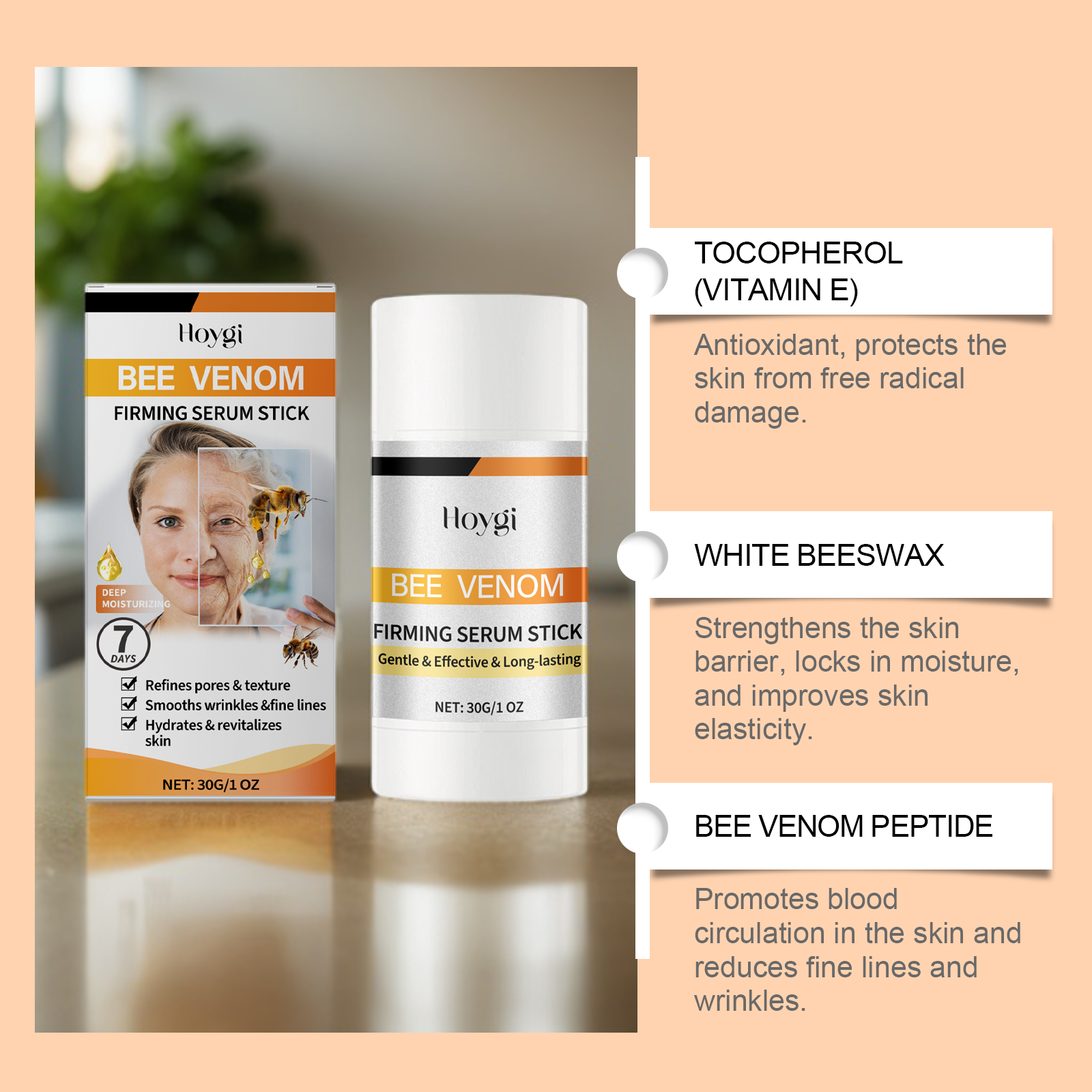 Bee Venom Firming Essence Stick Nourish Boost Skin Elasticity Moisturize Facial Tightening Skin Care Essence
