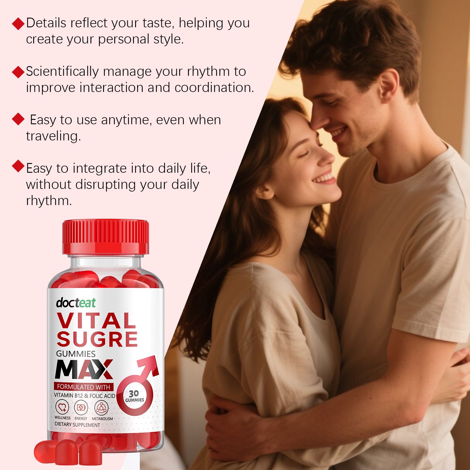 Men Wellness Gummies With Apple Cider Vinegar And Beetroot For Daily Energy Support 30 Pieces
