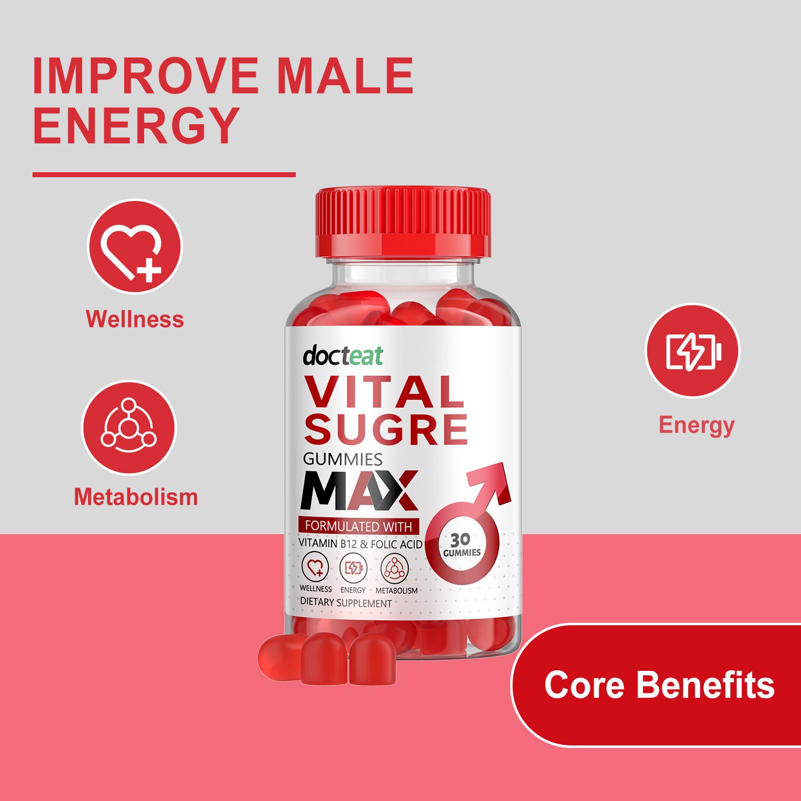 Men Wellness Gummies With Apple Cider Vinegar And Beetroot For Daily Energy Support 30 Pieces