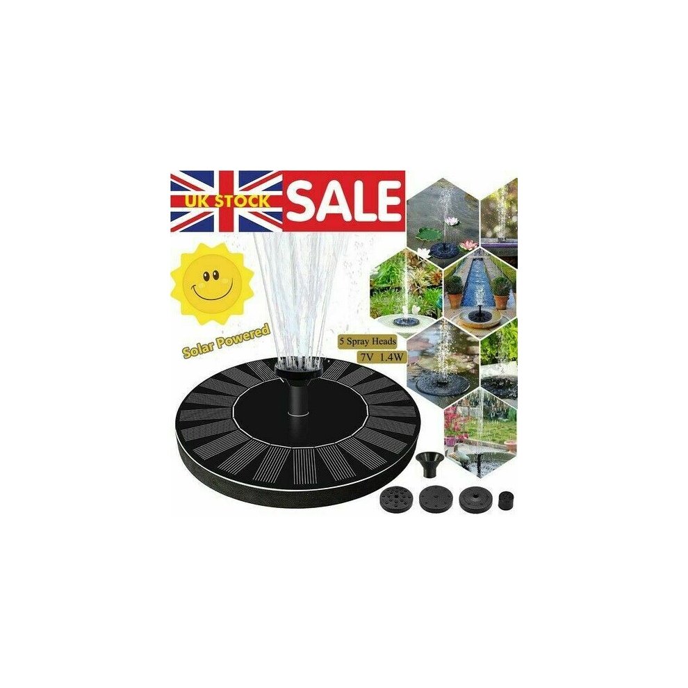 Solar Powered Fountain Bird Bath Water Pump Floating Pond Garden Pool Outside UK