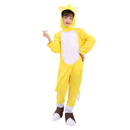 (Yellow, M-(6-7T)) Kids Sonic The Hedgehog Cosplay Costume Cartoon Bodysuit Play Onesies