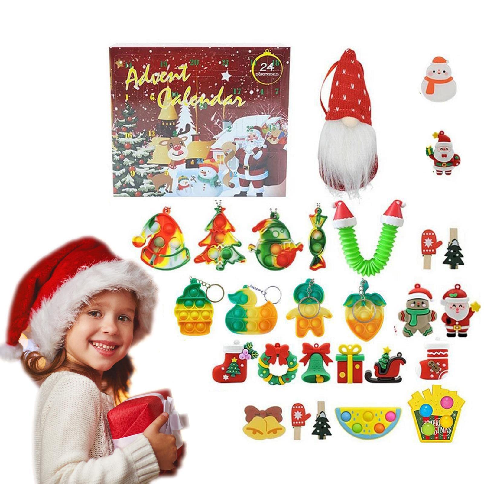 Advent Calendar 2022 Kids Mini Christmas Hanging Ornaments Kit 24 Days Countdown Calendar Plush Toys Box DIY Christmas Tree Decoration Xmas Fillers Party Favor Birthdays Surprise Gifts for Toddlers Kids Girls Boys