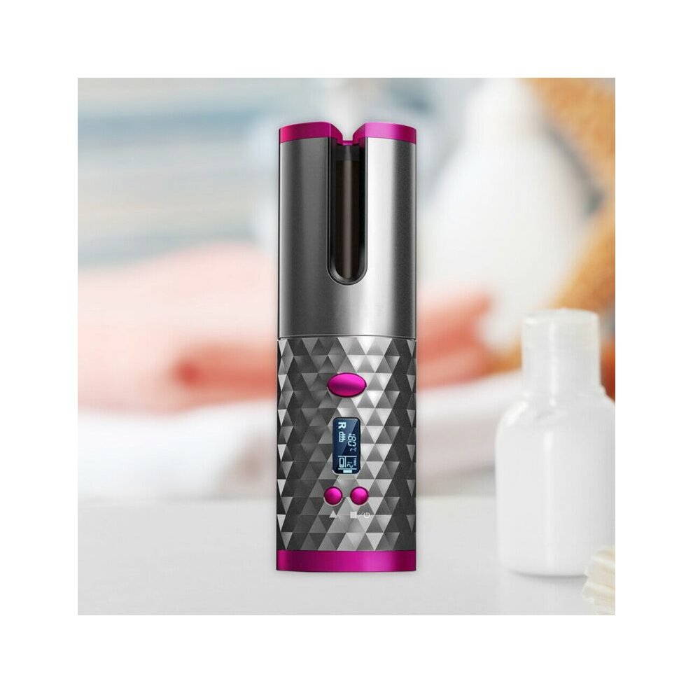 (Pink) Auto Rotating Ceramic Hair Curler