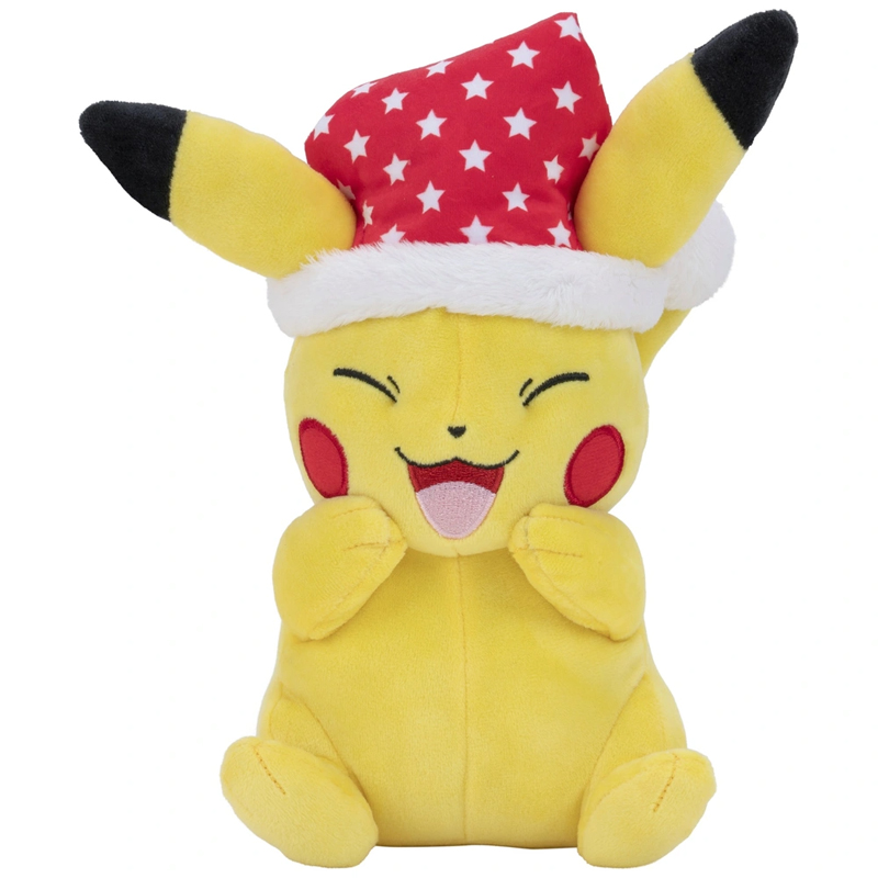Pokémon 20cm Pikachu Plush with Starry Santa Hat Cuddly Toy Pikachu Figure Stuffed Toy Kids Gifts